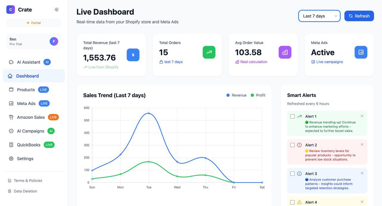 Crate — E-Commerce Automation Dashboard